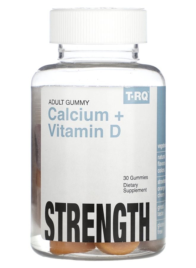 TRQ Adult Gummy Calcium + Vitamin D Strawberry Orange Cherry 30 Gummies