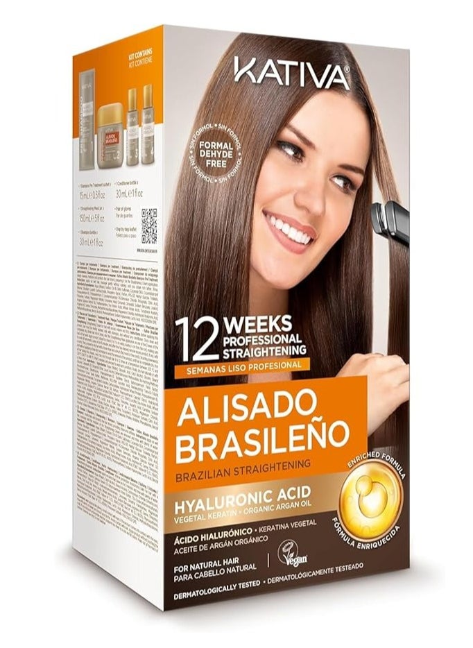 Kativa Kativa Brazilian Straightening Kit – 12 Weeks of Professional Results at Home  - Image 1