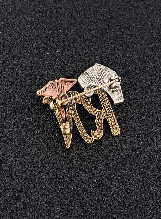 MANZHEN Antique Tri-color RN Caduceus Nurse Hat Brooch Gift for Doctor Nurse (1) - Image 3