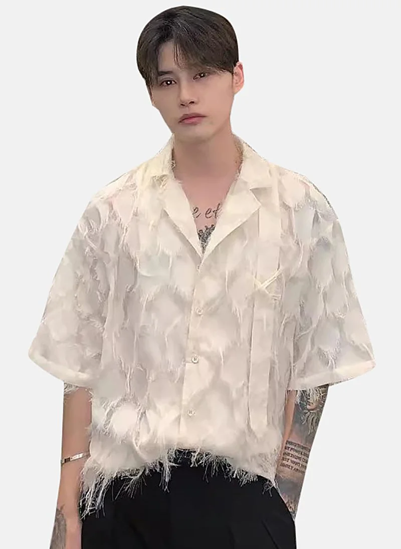 YUNIQEE White Textured Relaxed Shirt