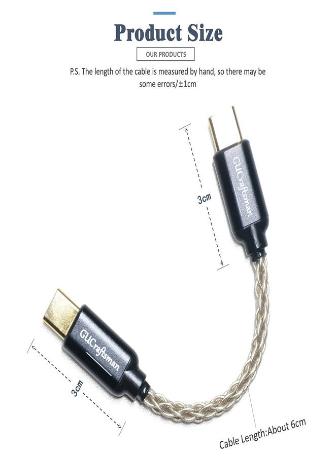 GUCraftsman كابل مضخم صوت سماعات USB C من GUCraftsman نوع C إلى نوع C 6N فضة كريستالية مفردة لفيو BTR5 Q1 Q3 Q3s Qudelix 5K xDuoo Link2 XD-05PLUS E1DA 9038G3 9038S 9038D لوتو PAW S2 - Image 3