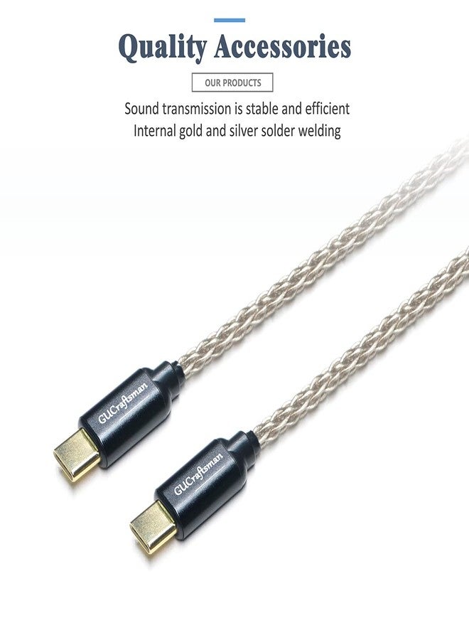 GUCraftsman كابل مضخم صوت سماعات USB C من GUCraftsman نوع C إلى نوع C 6N فضة كريستالية مفردة لفيو BTR5 Q1 Q3 Q3s Qudelix 5K xDuoo Link2 XD-05PLUS E1DA 9038G3 9038S 9038D لوتو PAW S2 - Image 4