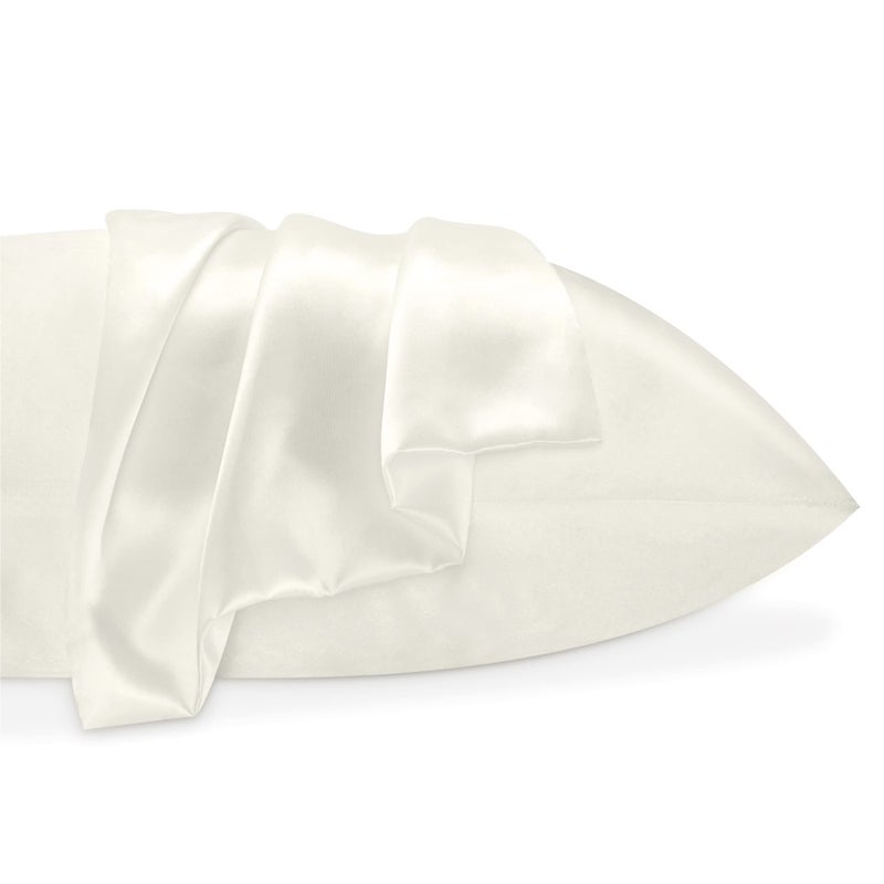 بيديليت وسادة ساتين بيدليت للشعر والجلد الفائق الناعم والتبريد على غرار حالات وسادة الحرير 2 مع هدية إغلاق المغلف للنساء الرجال (20 "" x26 "الحجم القياسي العاجي) - Image 4