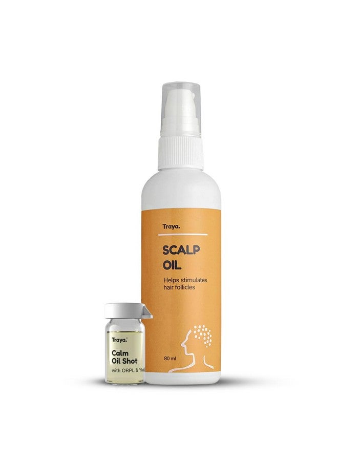Traya Scalp Oil with Calm Oil Shots for Stress Relief and Calm Sleep | Contains Coconut Oil, Bhringraj Oil for Hair, Ylang Ylang Essential Oil and ORPL(87ml) - Image 1