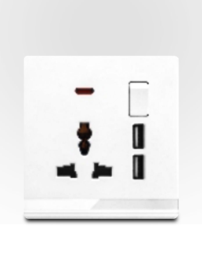 Vmax Universal Wall Socket Single MF 3x3 Inch White Neon Light with Dual USB Charging Ports Home Office Power Socket Safe Convenient Charging - Image 2