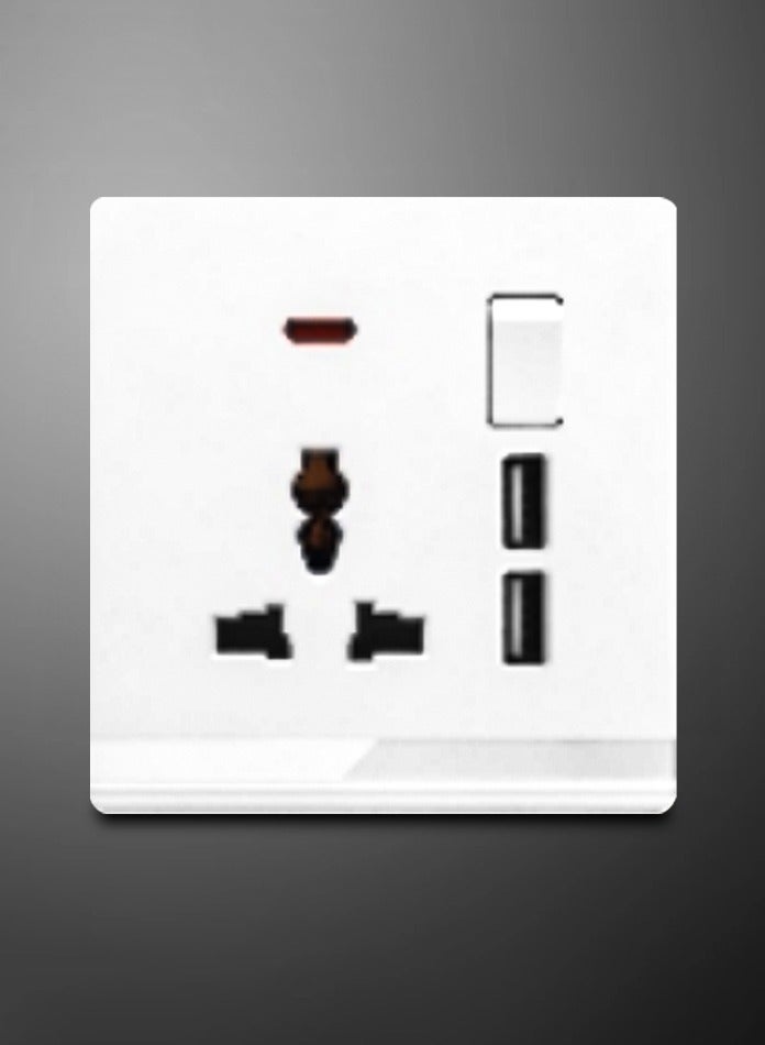 Vmax Universal Wall Socket Single MF 3x3 Inch White Neon Light with Dual USB Charging Ports Home Office Power Socket Safe Convenient Charging - Image 3