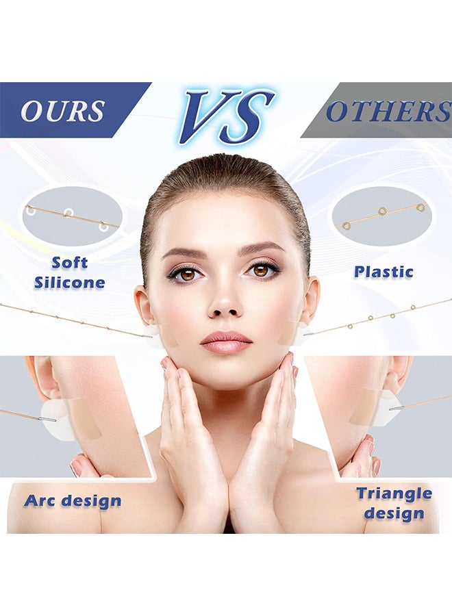 40 قطعة أشرطة رفع الوجه مع 8 قطع رفع حبل مجموعات ، شريط رفع الوجه غير مرئي ملصق فوري رفع الوجه لاصق رفع التصحيح سريع الوجه رفع الفرقة الرقبة رفع العين الشريط للنساء جمال الوجه - Image 2