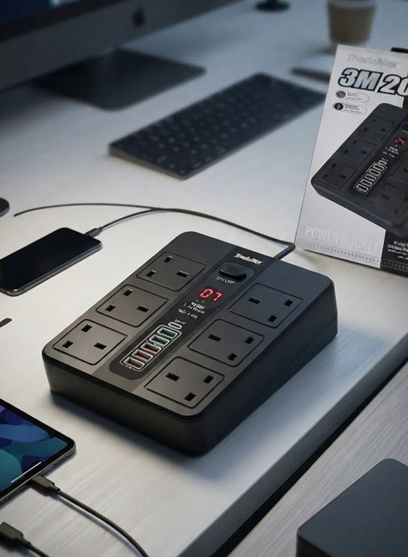 TradaMax TM20 2000W Smart Power Strip | 6 Outlets and 6 USB+PD Ports with Smart Timer and 3m Cable - Image 3