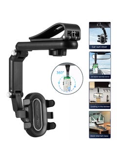 Generic 180° Rotation Car Phone Holder - Multifunctional Sun Visor Phone Stand, Adjustable Mount for Smart Phones, Universal Compatibility for Cars & Trucks  - Image 1