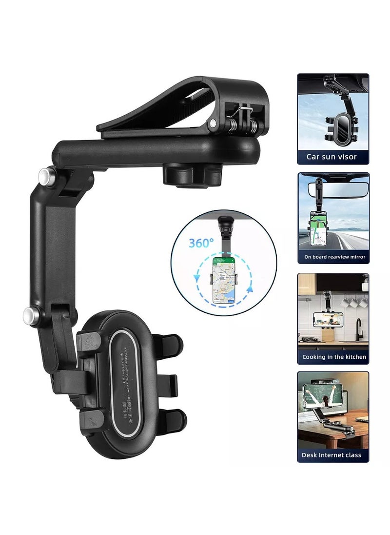 Generic 180° Rotation Car Phone Holder - Multifunctional Sun Visor Phone Stand, Adjustable Mount for Smart Phones, Universal Compatibility for Cars & Trucks  - Image 1