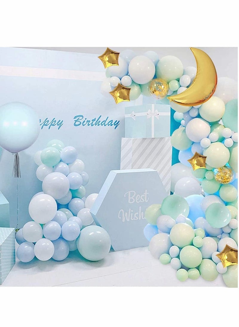 KASTWAVE Balloon Arch Garland Kit,Confetti Latex Balloons 16Ft Party Decoration DIY Set (137Pcs Moon Blue+2 Tools ) - Image 3