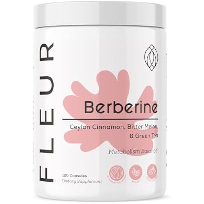 FLEUR Berberine HCL with Organic Cinnamon, Bitter Melon & Green Tea Extract, Supports Heart, Digestive, and Immune System, Vitality Support for Men and Women, Non-GMO & Vegan, 120 Capsules - Image 1