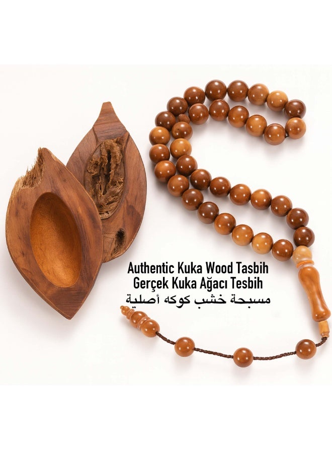 Authentic Kuka Wood Tasbih 33 Beads | Natural Wooden Prayer Beads | Traditional Islamic Tasbih | Ramadan & Eid Gift for Men - Image 1