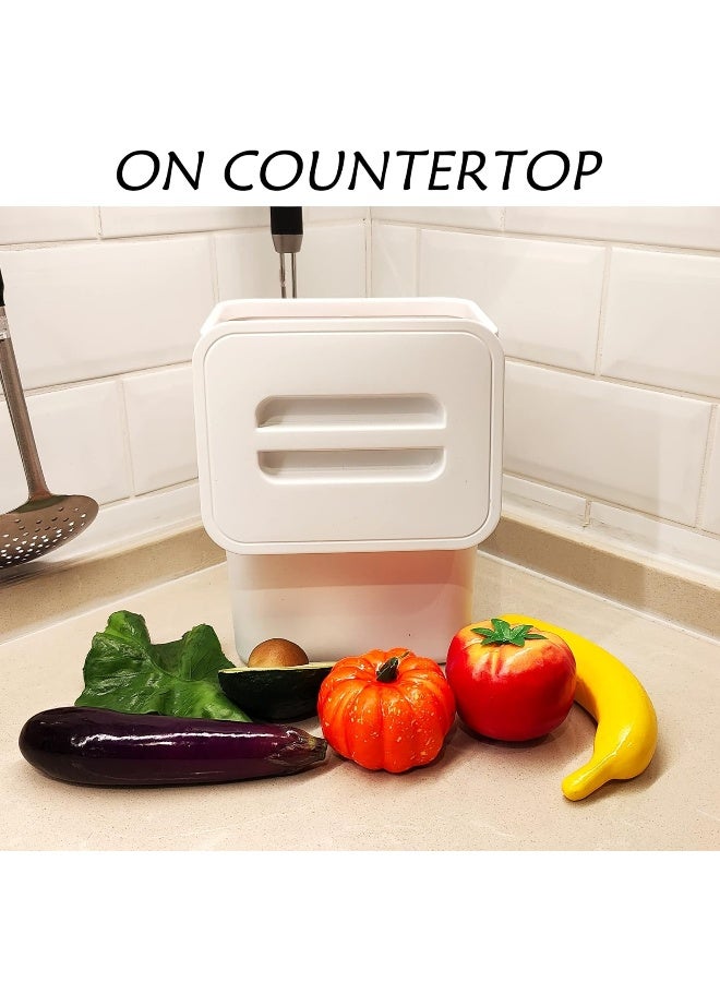 stonespace stonespace Hanging Small Trash Can with Lid Under Sink for Kitchen, 1.3 Gallon/5L Mountable Compost Pail, Kitchen Compost Bin for Countertop, White  - Image 3