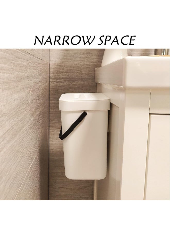 stonespace stonespace Hanging Small Trash Can with Lid Under Sink for Kitchen, 1.3 Gallon/5L Mountable Compost Pail, Kitchen Compost Bin for Countertop, White  - Image 4