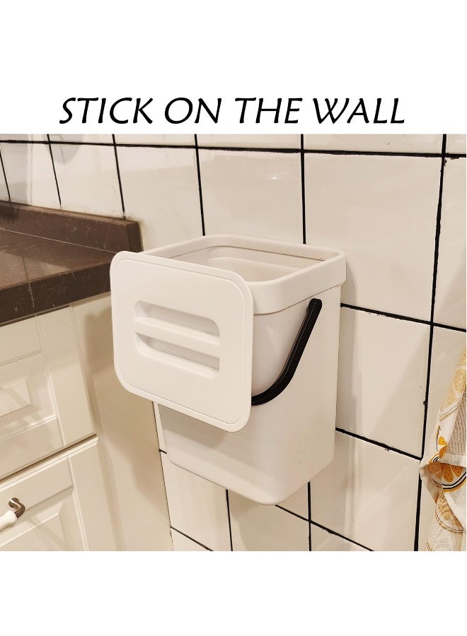 stonespace stonespace Hanging Small Trash Can with Lid Under Sink for Kitchen, 1.3 Gallon/5L Mountable Compost Pail, Kitchen Compost Bin for Countertop, White  - Image 2