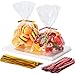 Aegero Cello Cellophane Treat Bags 200 Pcs 4x6 Inches Clear Cellophane Bags with 200 Twist Ties for Gift WrappingPackaging CandiesDessertBakeryParty Favors - Image 1