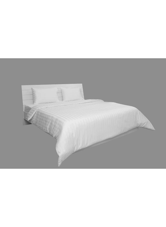 Hotel Linen Klub Hotel Linen Klub Single Duvet Cover Set - 2 Pieces, Luxurious 100% Cotton Sateen with 250 Thread Count, Elegant 1-Inch Stripe Design, Size: 165 x 225 cm + 1 Pillowcase (50 x 75 cm), Classic White  - Image 5