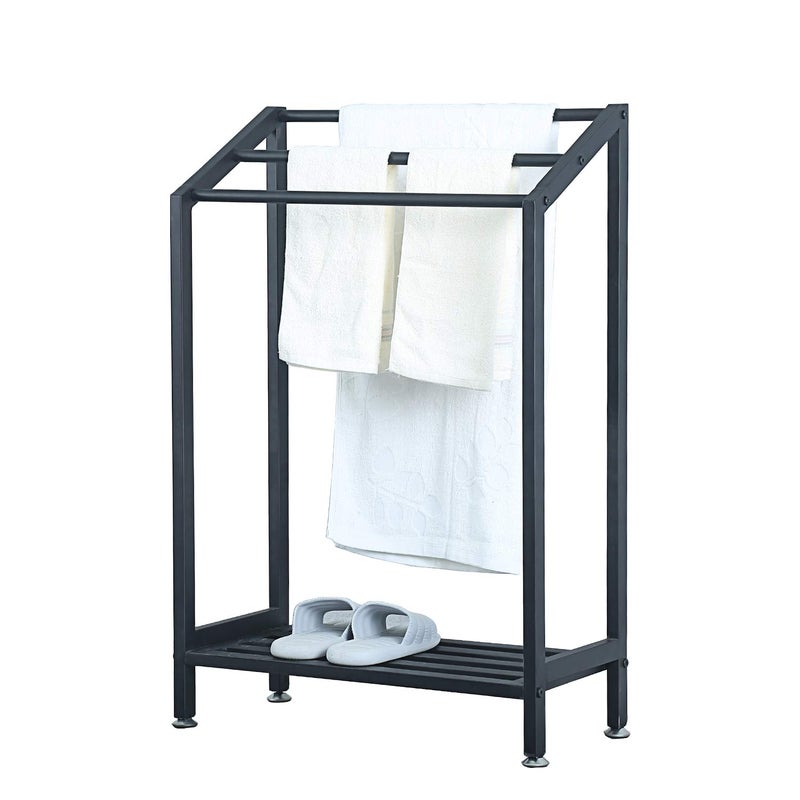 MBQQ MBQQ Industrial IndoorOutdoor Free Standing Towel Rack for Bathroom3 Tier Metal Towel Bar Stand with ShelfBlcak 