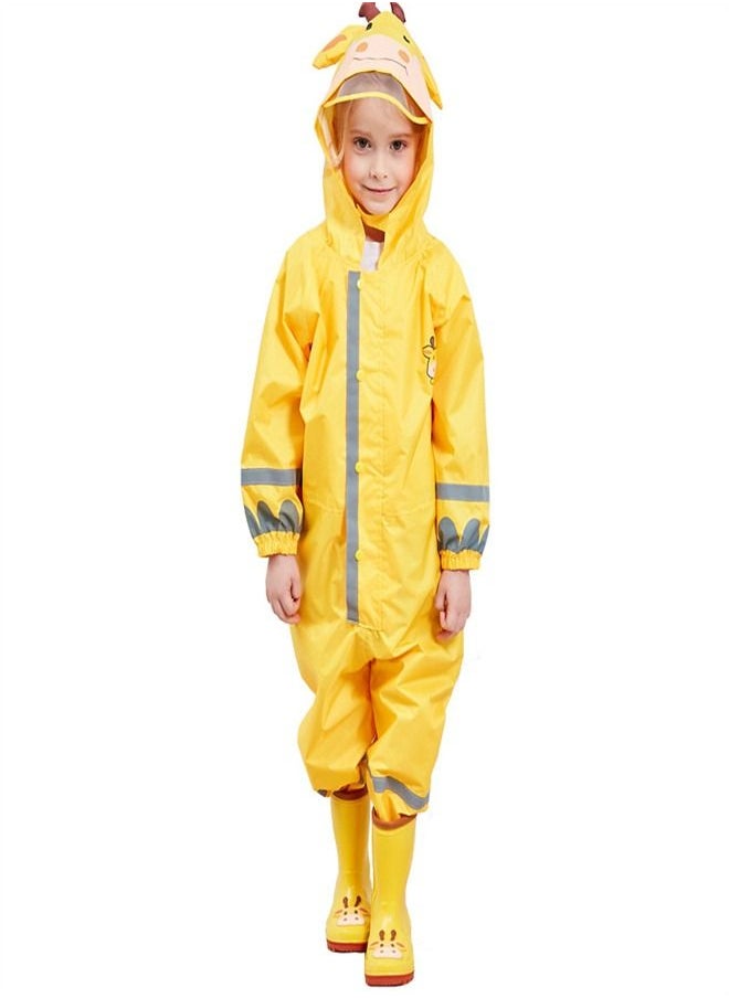 Loquat - Children's Lightweight Hooded Poncho Reflective Strip One-Piece Raincoat - Image 1