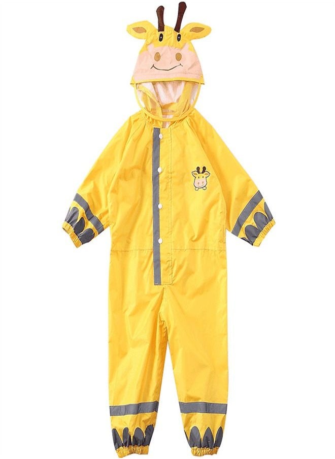 Loquat - Children's Lightweight Hooded Poncho Reflective Strip One-Piece Raincoat - Image 1
