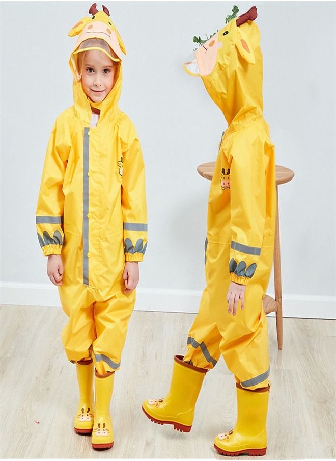 Loquat - Children's Lightweight Hooded Poncho Reflective Strip One-Piece Raincoat - Image 1