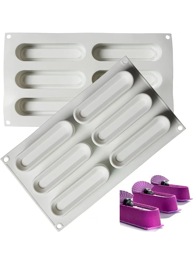 3D Ellipse Silicone Molds Baking Mold for Mousse Cake, Silicone Mold for Baking Cakes, French Dessert Mold for Pastry Chocolate,Jelly(6-Cavity) - Image 1