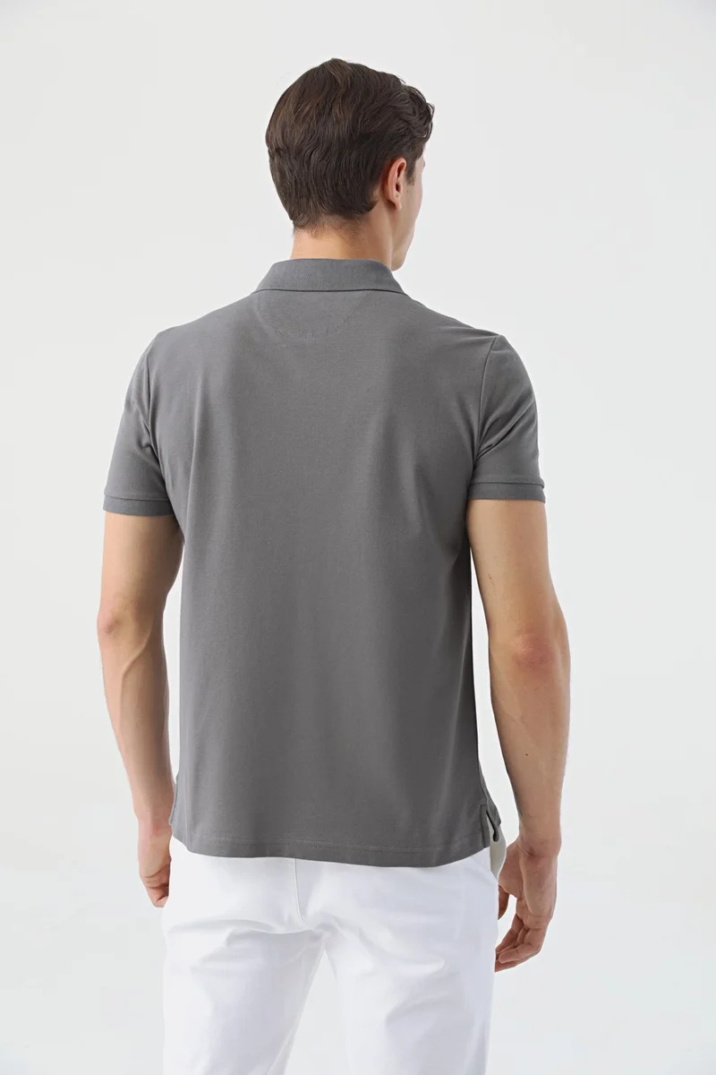 D'S DAMAT Regular Fit Anthracite Pique Textured T-Shirt 6HC146551000M