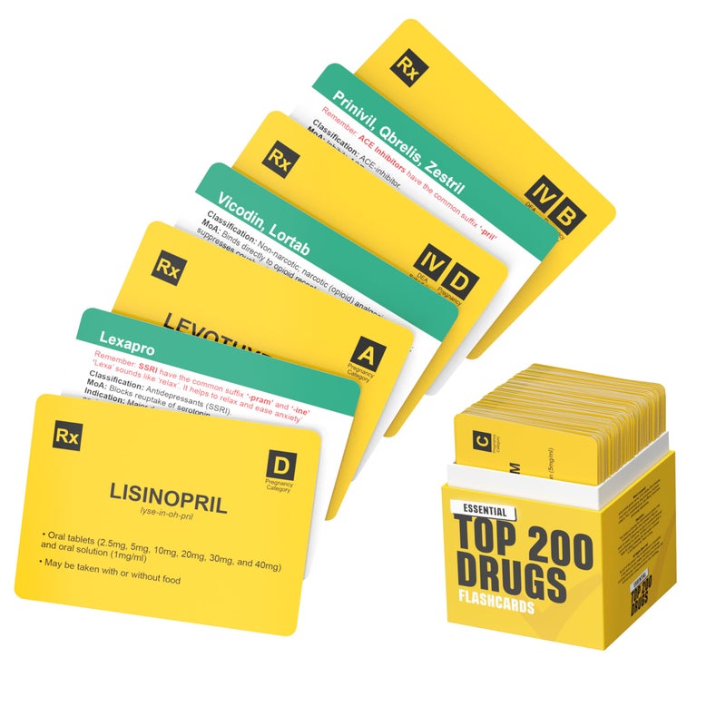 SwiftPass Top 200 Drugs Flashcards for Medical Pharmacology Nursing Students Pharmacology Flash Cards for Test Prep - Image 3