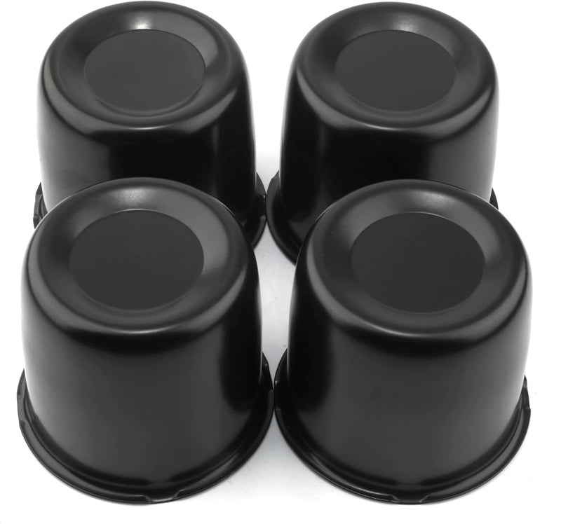 RTrhinoTuning 4PCS 3.31" Push Through Center Caps for Truck Trailer Wheel Rim - Matt Black - Image 1