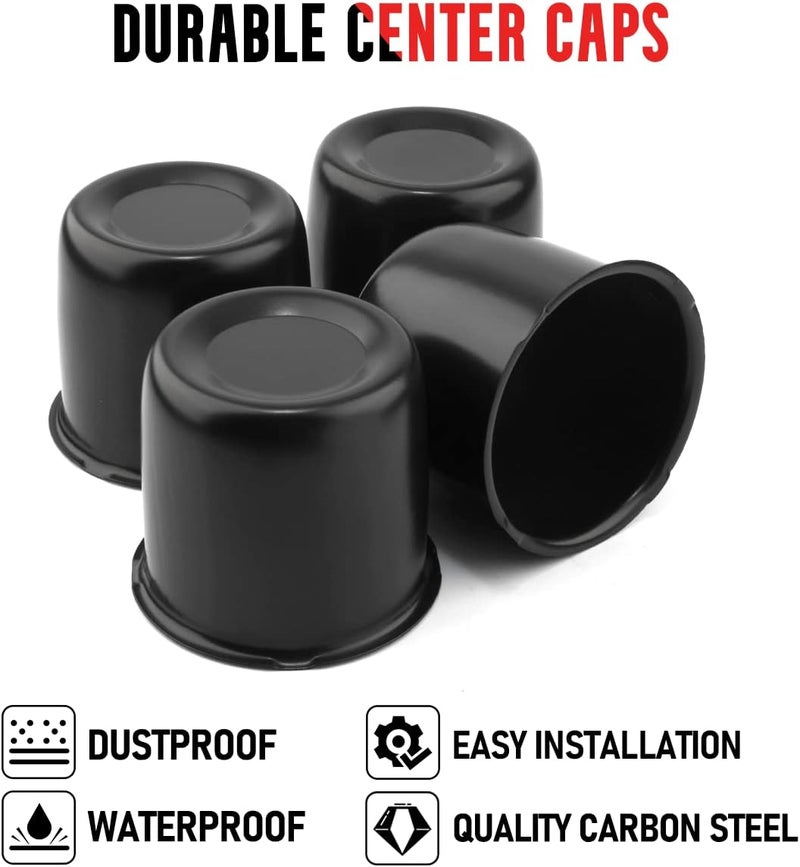 RTrhinoTuning 4PCS 3.31" Push Through Center Caps for Truck Trailer Wheel Rim - Matt Black - Image 4