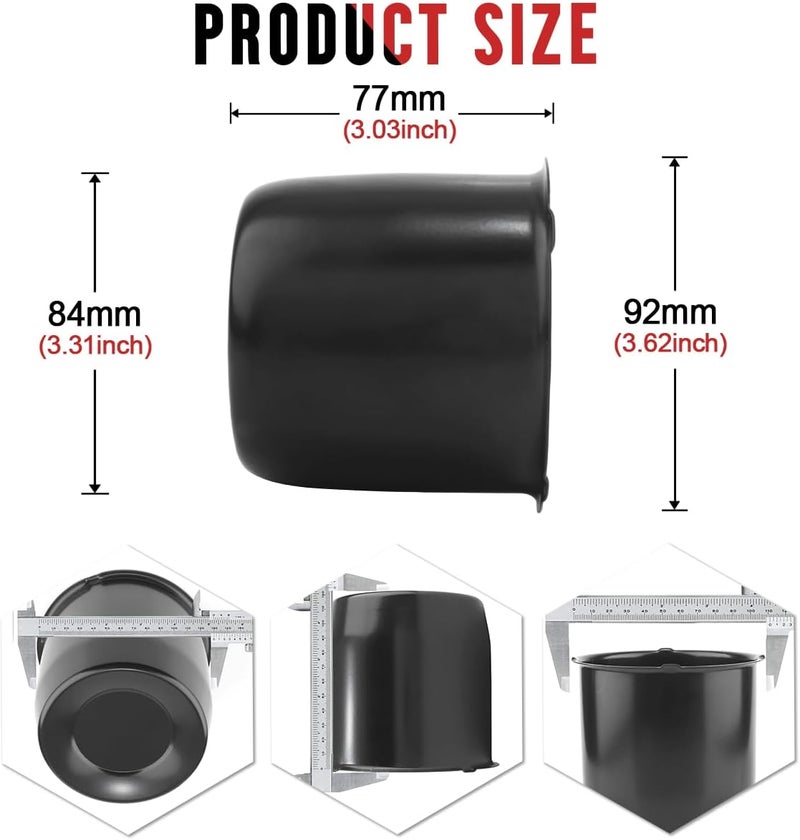 RTrhinoTuning 4PCS 3.31" Push Through Center Caps for Truck Trailer Wheel Rim - Matt Black - Image 2