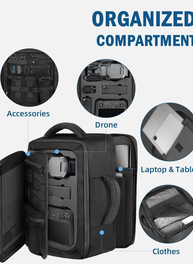 PEKREWS Mavic 3 Pro Case, Mavic 3 Case, Expandable Carry On Backpack Fits 17.3 Inch Laptop, Travel Large Capacity Mavic 3 Pro Bag for DJI Mavic 3/3 Pro, DJI RC Pro/RC/RC-N1, Drone Accessories - Image 3
