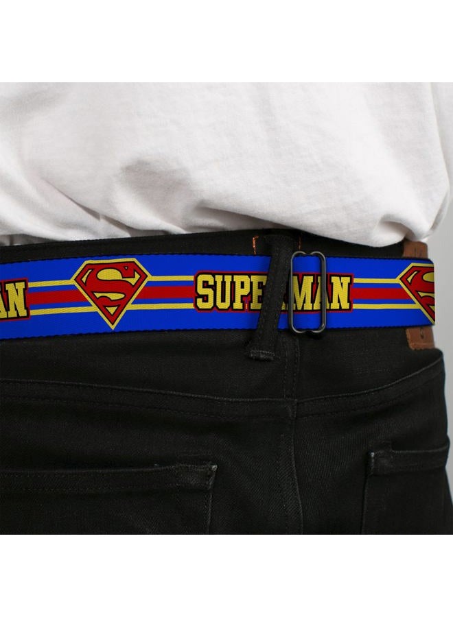 Buckle Down Superman/shield Stripe Blue/yellow/red Seatbelt Belt - Image 4
