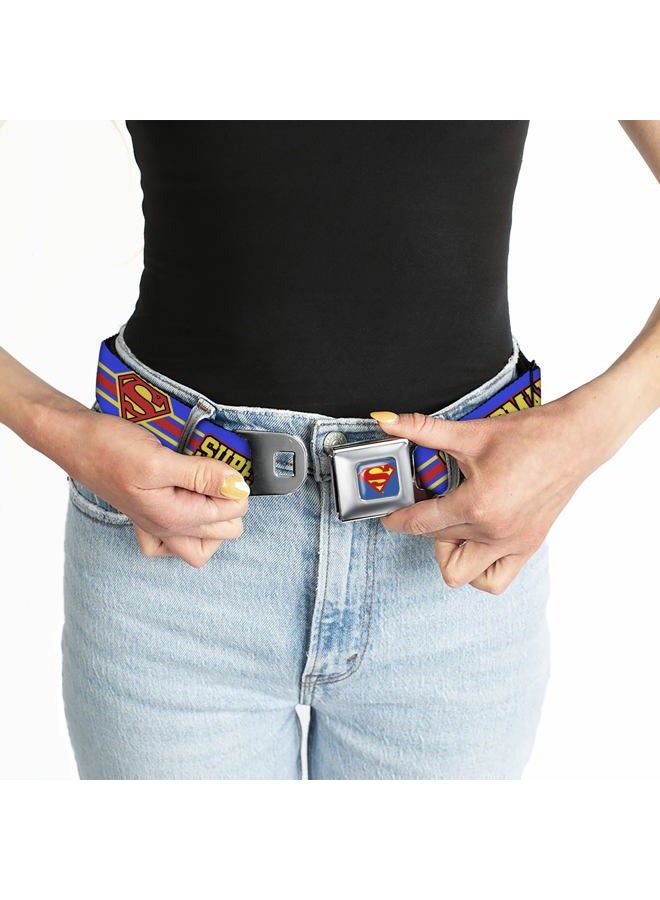 Buckle Down Superman/shield Stripe Blue/yellow/red Seatbelt Belt - Image 5