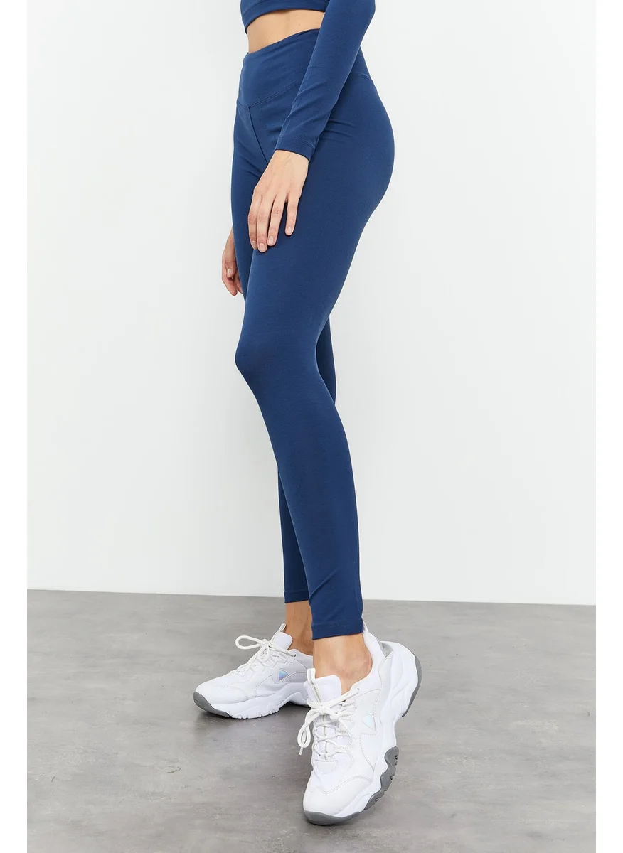 تومي لايف Indigo Women's High Waist Long Sleeve Slim Fit Crop Top Leggings Set - 95286