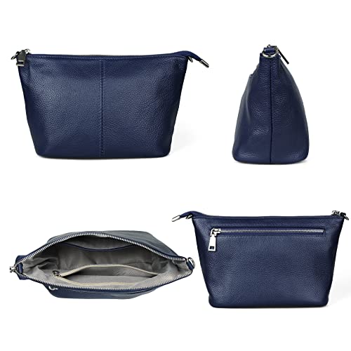 befen حقائب كروس بودي زرقاء للنساء، حقائب جلدية حقيقية لحمل الكتف للسفر مع فتحات بطاقات RFID - Navy Blue متوسط - Image 5