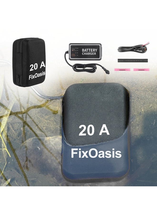 FixOasis Fish Finder Battery & Charging Kit,12V Long-Lasting Power,Compact & Portable for Kayak Battery,Compatible with GPS,Fish Finders,and Most 12V Electronics,Easy Connection,Visual Battery Indicator - Image 1