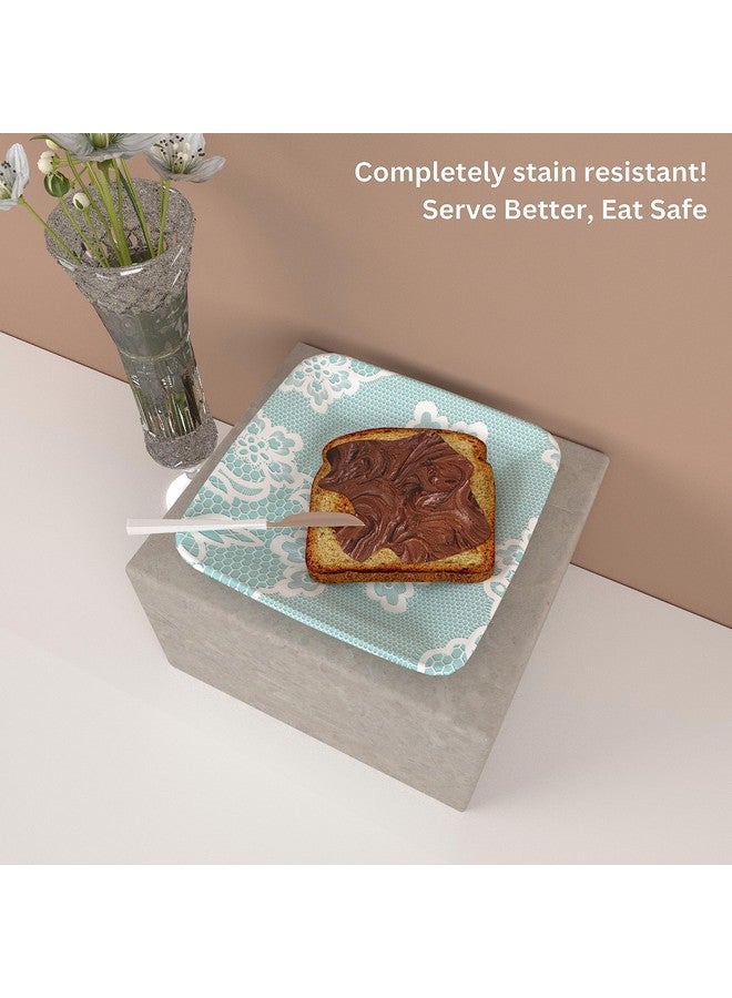 Castleite Bliss Melamine Quarter Plates Set of 6 - Size 7', Non Breakable, Square Designer Plate for Serving Snacks, Breakfast, Lunch or Dinner at Home, Kitchen, or Café, Stainless (Ocean's Eleven) - Image 3