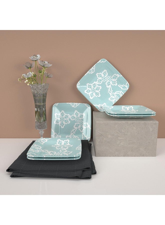 Castleite Bliss Melamine Quarter Plates Set of 6 - Size 7', Non Breakable, Square Designer Plate for Serving Snacks, Breakfast, Lunch or Dinner at Home, Kitchen, or Café, Stainless (Ocean's Eleven) - Image 1