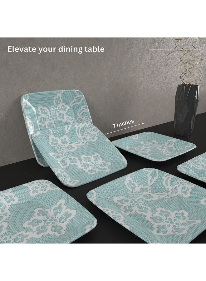 Castleite Bliss Melamine Quarter Plates Set of 6 - Size 7', Non Breakable, Square Designer Plate for Serving Snacks, Breakfast, Lunch or Dinner at Home, Kitchen, or Café, Stainless (Ocean's Eleven) - Image 4