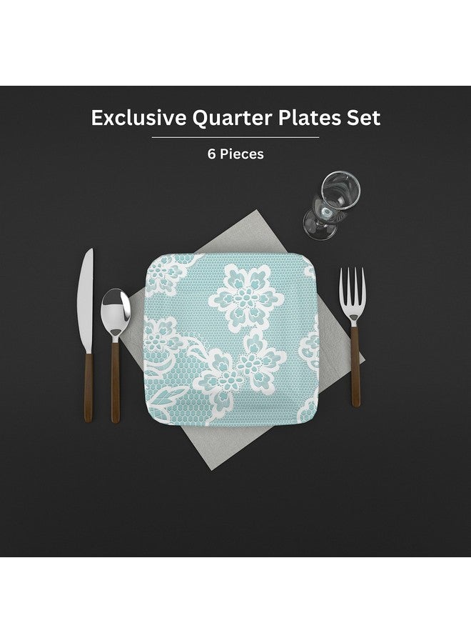 Castleite Bliss Melamine Quarter Plates Set of 6 - Size 7', Non Breakable, Square Designer Plate for Serving Snacks, Breakfast, Lunch or Dinner at Home, Kitchen, or Café, Stainless (Ocean's Eleven) - Image 2