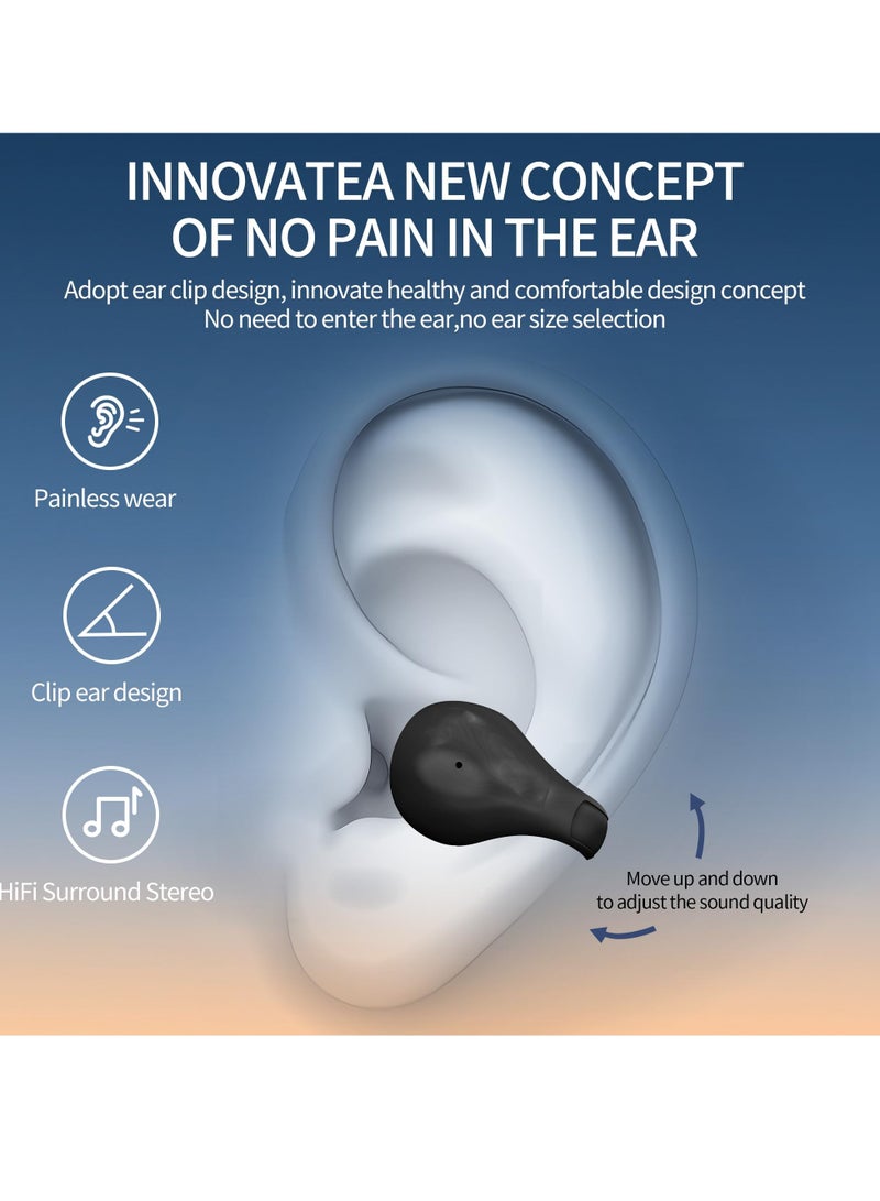 SYOSI Open Ear Headphones Bluetooth 5.3 with Charging Case Earring Wireless Earbuds Compatible with iPhone and Samsung Low Latency Not Ear IPX5 Waterproof Clip Headphones Fit Sport 45H Playtime Black  - Image 4
