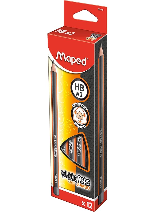 Maped M854021 Hb Inch Black 'Peps Jumbo Pencils Ref S0379970 Pack 12 Inch Gray Orange - Image 1