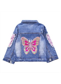 Peacolate 3-10Years Little Big Girls Embroider Butterfly Denim Jacket(pink butterfly,7-8Years) 