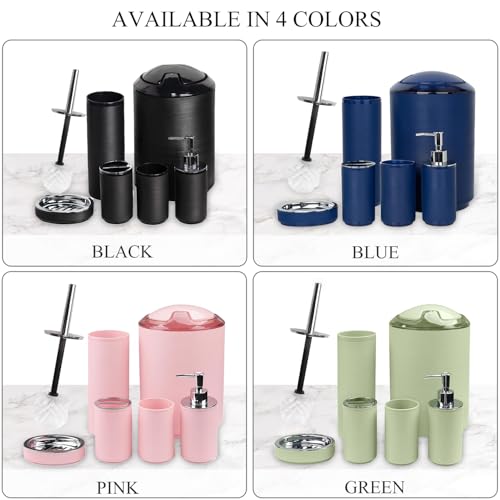 CERBIOR Bathroom Accessories Set Bath Ensemble Includes Soap Dispenser, Toothbrush Holder, Toothbrush Cup, Soap Dish for Decorative Countertop and Housewarming Gift (Apple Green) - Image 3