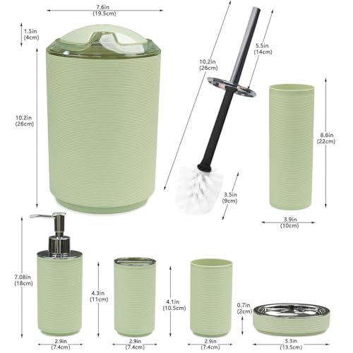 CERBIOR Bathroom Accessories Set Bath Ensemble Includes Soap Dispenser, Toothbrush Holder, Toothbrush Cup, Soap Dish for Decorative Countertop and Housewarming Gift (Apple Green) - Image 2