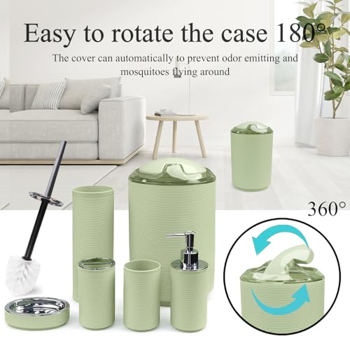 CERBIOR Bathroom Accessories Set Bath Ensemble Includes Soap Dispenser, Toothbrush Holder, Toothbrush Cup, Soap Dish for Decorative Countertop and Housewarming Gift (Apple Green) - Image 4