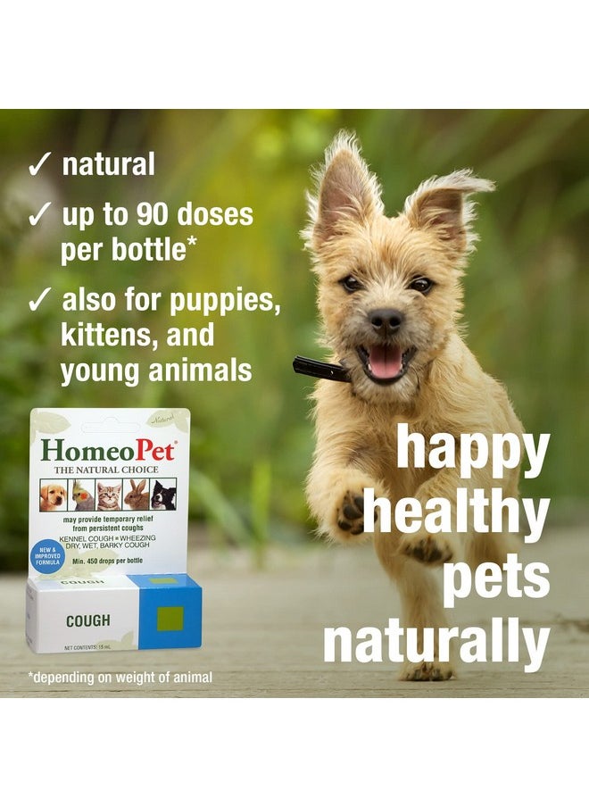 HomeoPet - Cough, Gentle Natural Cough Medicine For Dogs, Cats, And Small Pets, Cat And Dog Cough Medicine, 15 Milliliters - Image 1
