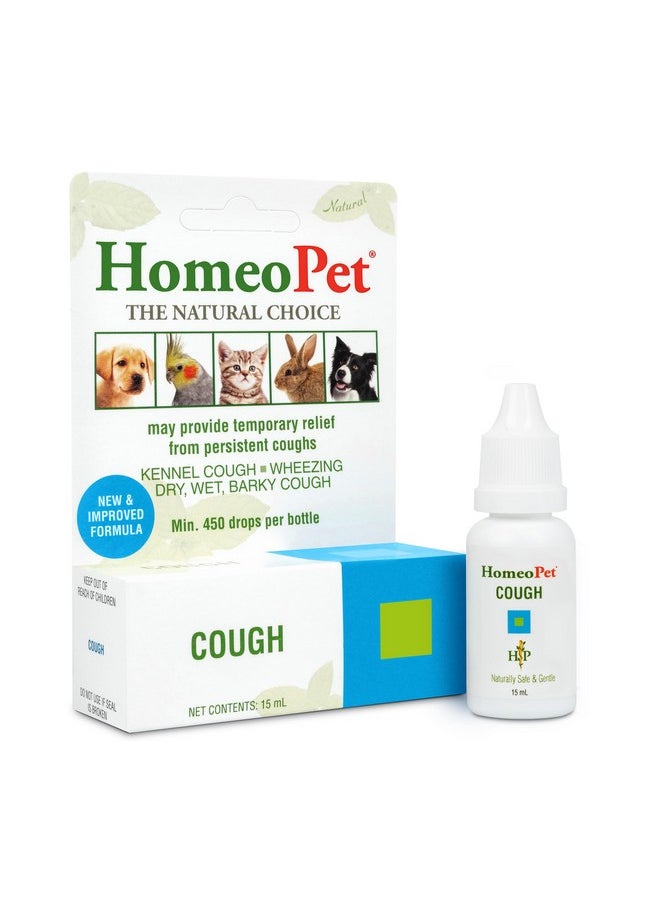 HomeoPet - Cough, Gentle Natural Cough Medicine For Dogs, Cats, And Small Pets, Cat And Dog Cough Medicine, 15 Milliliters - Image 1